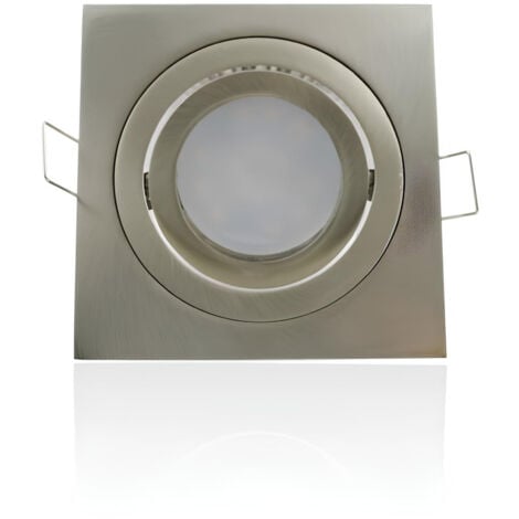 Porta spot spazzolato quadrato integrato orientabile  Senza presa - Alluminio satinato