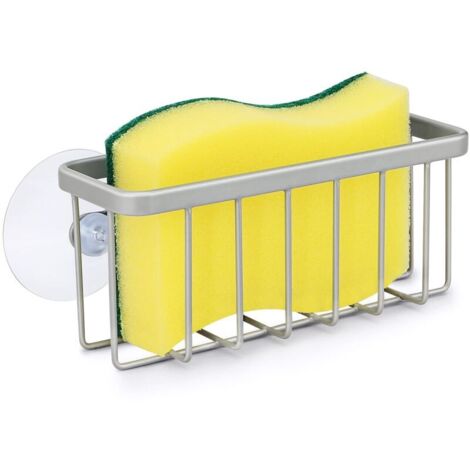 Porta spugna per lavello da cucina, scolapiatti per lavello, porta spugna per lavello da cucina con ventosa, porta detersivo per piatti (nero)