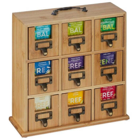 Porta te in bambu con 9 scomparti