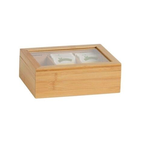 scatola porta oggetti bustine the tisane cialde 16x16x7cm in legno
