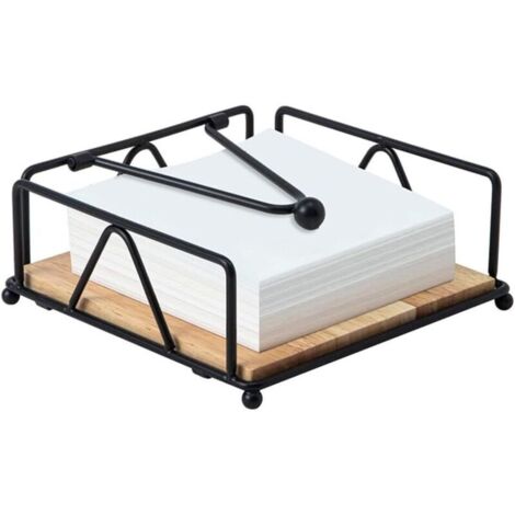 Porta tovaglioli in metallo nero KZQ con base in legno e braccio appesantito, ideale per ristoranti, bar e tavoli.