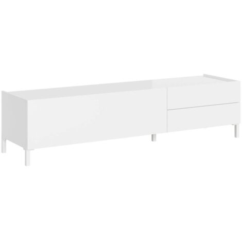 Porta TV 1 ribalta/2 cassetti 160x42x40 cm Solaria bianco lucido