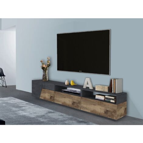 Porta tv 2 ante e 2 cassetti linea Galassia in finitura effetto Pietra e Acero Pereira
