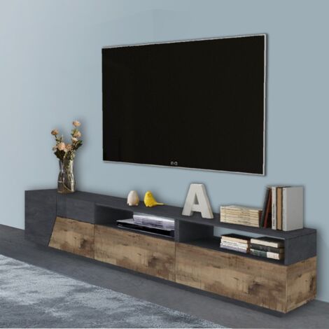 Porta tv 2 ante e 2 cassetti linea Galassia in finitura effetto Pietra e Acero Pereira