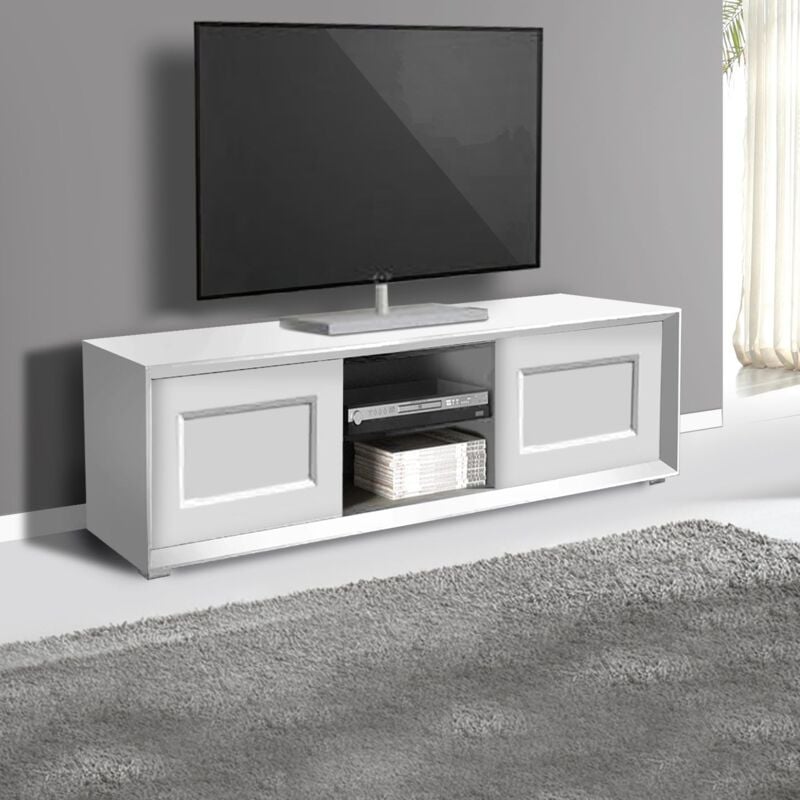 Porta Tv 2 ante e 2 vani a giorno linea Tilt CLASSIC in finitura Bianco opaco