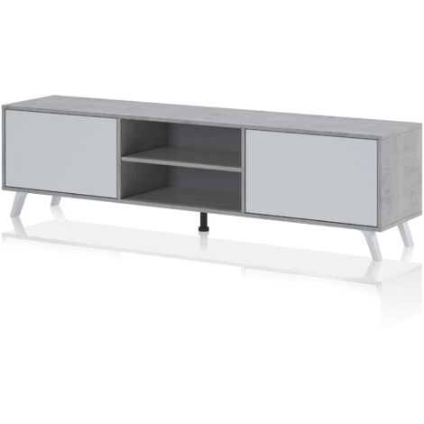 Porta TV 2 ante effetto legno bianca cm. H.49 x L.180 x P.40
