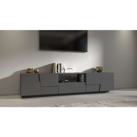 Porta Tv 4 ante e 1 cassetto linea Rombo in finitura Antracite Opaco
