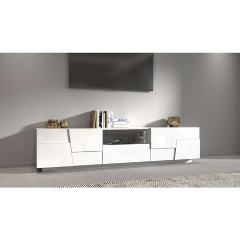 Porta Tv 4 ante e 1 cassetto linea Rombo in finitura Bianco Lucido