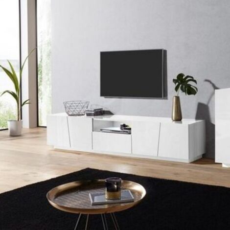 Porta Tv 4 ante e 1 cassetto linea Virgola in Bianco Lucido