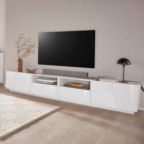 Porta tv 4 ante e 2 cassetti linea Galassia in finitura Bianco Lucido