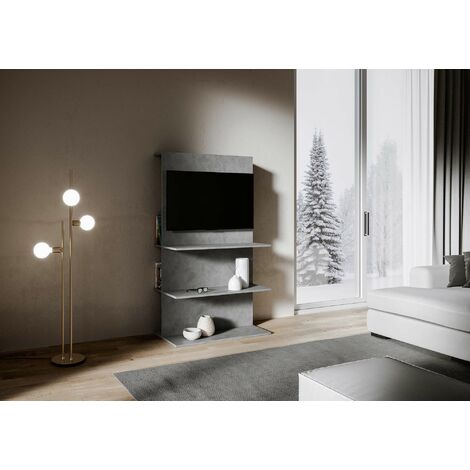 Porta TV a Parete 100x50x170,4 cm con 3 Ripiani Loki B Antracite Spatolato