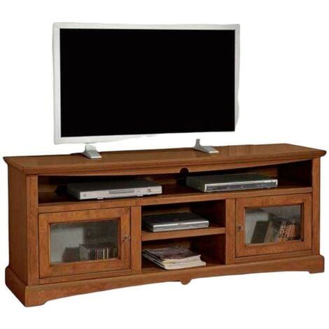 Porta TV Basso Classico Goccia 2 Ante Vani a Giorno Noce  Colori Legno: Noce