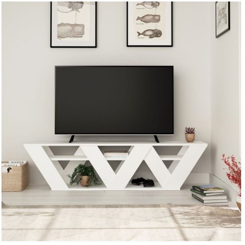 Porta tv bianco Ralla 158x30x40h