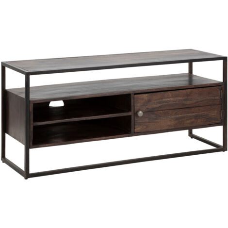 Porta Tv Burn 120x40x55 cm in Legno di Acacia e in Ferro Marrone