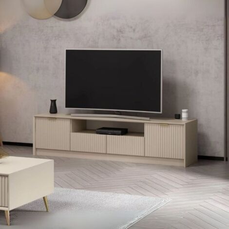 Porta TV con ante colore cashmere effetto cannettato 180x35x45H cm - Wilmy