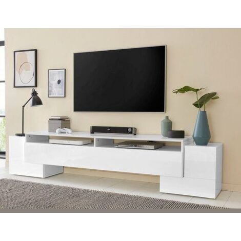 Porta tv con ribalta e 2 ante Eros linea Comat in finitura Bianco Lucido