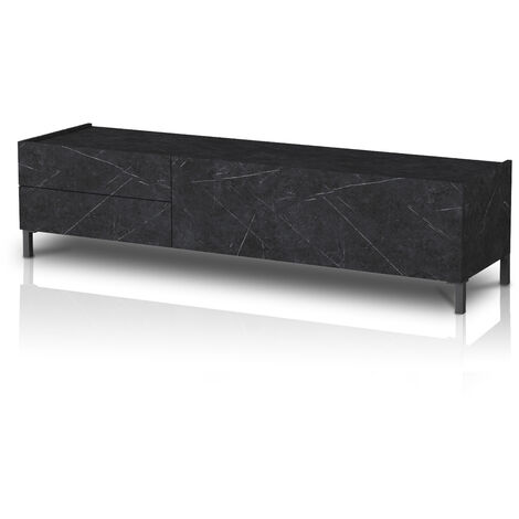 Porta TV effetto legno finitura marmo nero cm. H.42 x L.160 x P.40