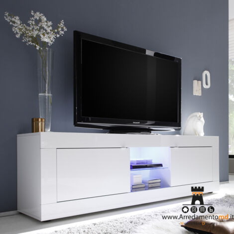 Porta TV grande linea Basic colore bianco laccato lucido