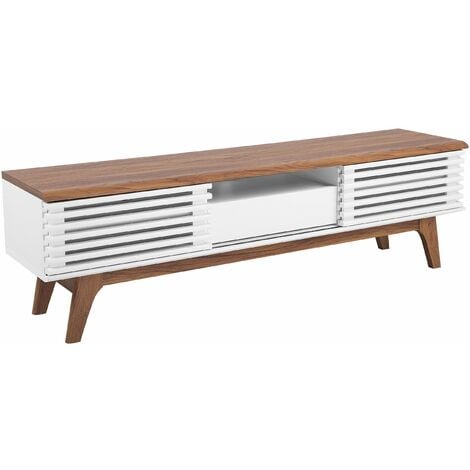 Porta TV in Truciolare Scuro e Bianco con Cassetto 44 x 149 x 35 cm Detroit