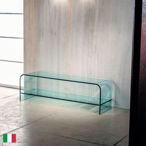 Porta TV in Vetro Curvato Trasparente L 120 Made in Italy - Tube 120