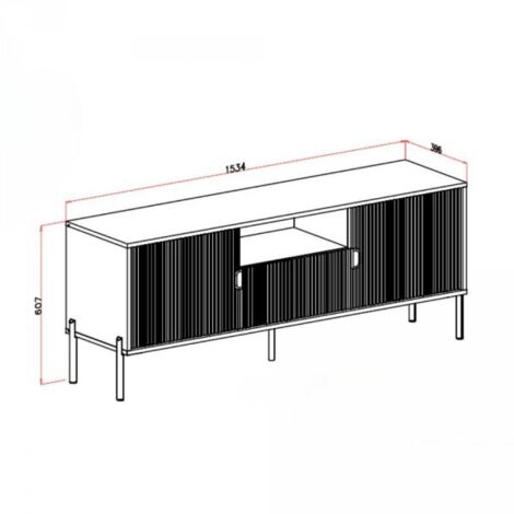 Porta tv Lotus 2 ante effetto cannettato colore cashmere con piedi e maniglie nere