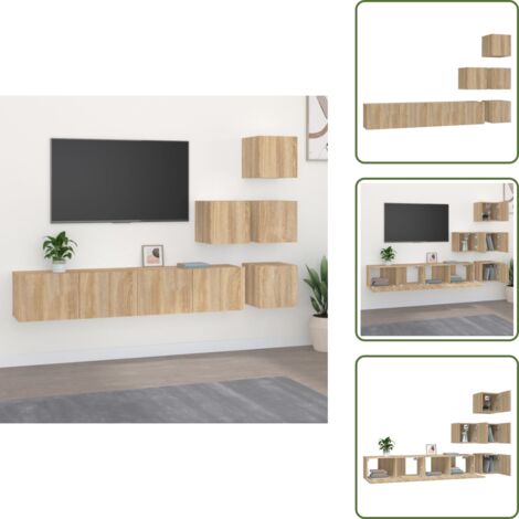 Porta TV - vidaXL Mobile Porta TV a Parete Rovere Sonoma in Legno Multistrato - Arredamento moderno