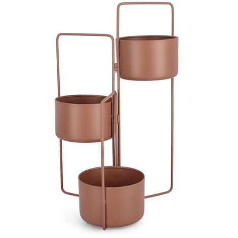 Porta Vasi 3 Ripiani 45x21x68 cm in Acciaio Keyra Marrone