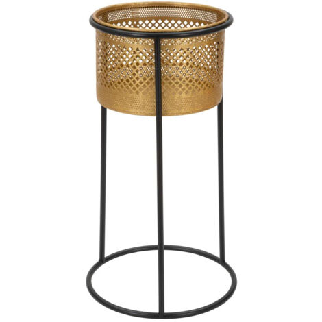 Porta Vasi Simply Ø25x50 cm in Ferro Oro e Nero
