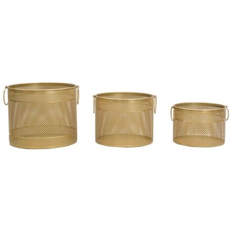 Porta vasi struttura in metallo color oro per interni set da 3