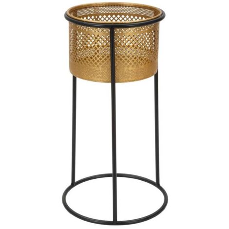 Porta vaso color oro con supporto in metallo per interni
