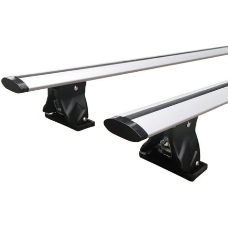Portabagagli regolabile in alluminio per auto – Set di 2 barre trasversali da 120 cm, compatibile con guide universali per tetto, montaggio facile senza attrezzi