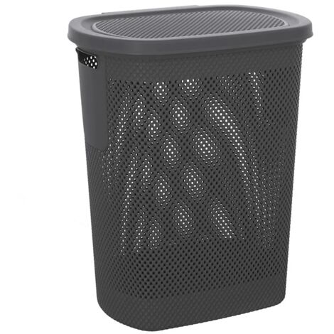 Portabiancheria con coperchio in plastica grigia scuro 58lt Kamala