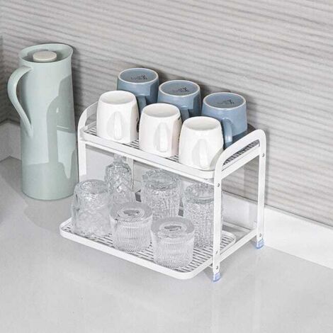 Portabicchieri compatto in acciaio e plastica 31,6×17×25,8 cm – Portabicchieri, pratico scolapiatti e salvaspazio