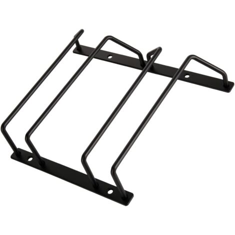 Portabicchieri da vino nero da 35 cm da appendere sotto i mobili, porta calici per bar, sala da pranzo, 2 file