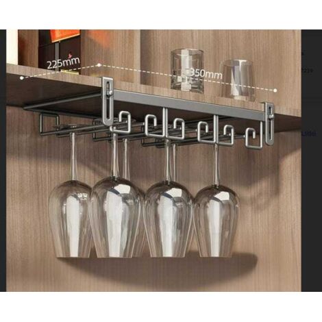 Portabicchieri da vino sospeso grigio scuro – Elegante contenitore refrigerante senza fori per 6-9 bicchieri, 35x22,5x7 cm