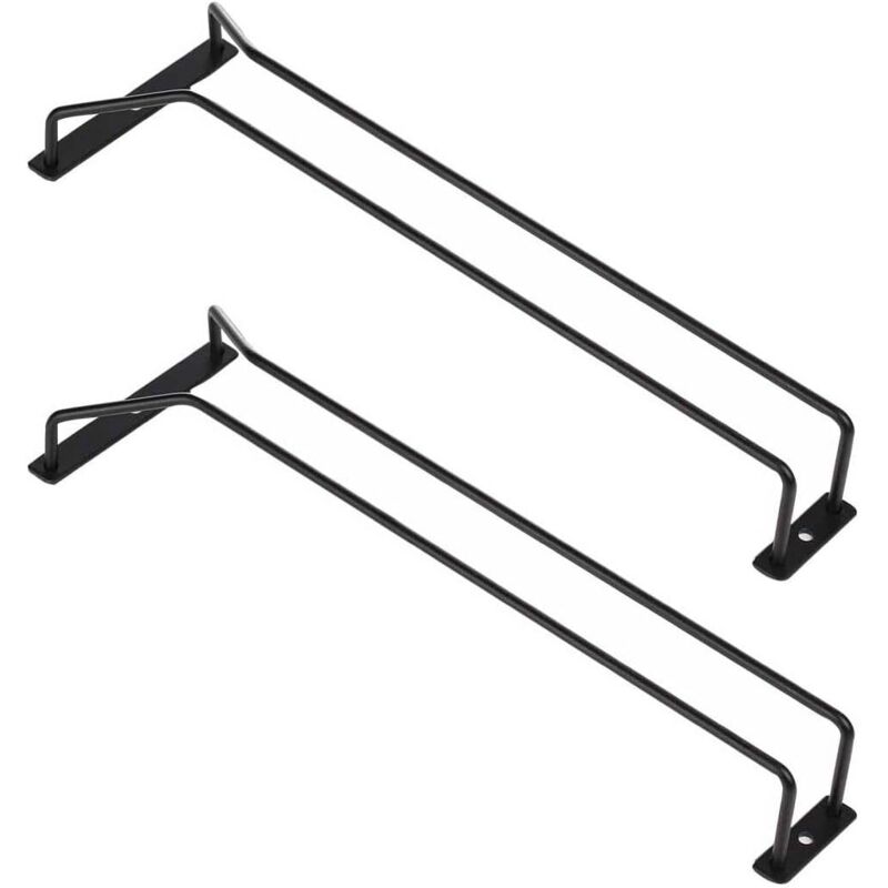 Portabicchieri da vino sottopensile, metallo nero, porta calici sotto il ripiano, 35,5 cm (14 pollici), set da 2