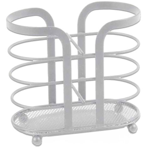 PORTABICCHIERI IN METALLO 16X8X15 CM IN COLORE BIANCO