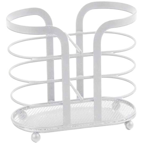 PORTABICCHIERI IN METALLO 16X8X15 CM IN COLORE BIANCO