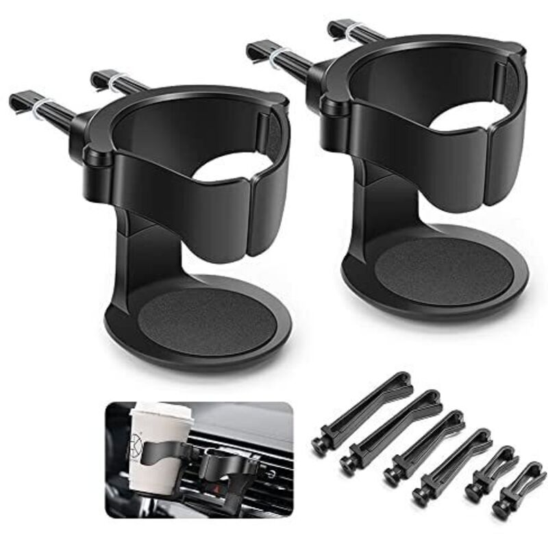 Portabicchieri per auto, 2 pezzi, portabicchieri per auto regolabile, per bocchette dell'aria in auto, camion, camper (nero)