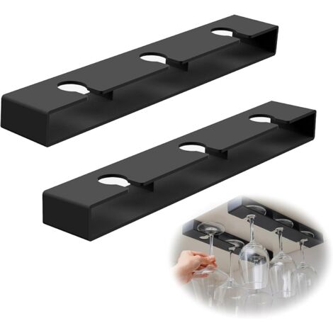 Portabicchieri sospeso, portabicchieri sospeso, portabicchieri sospeso, portabicchieri per casa, bar, cucina, ristorante, nero (2 pezzi)