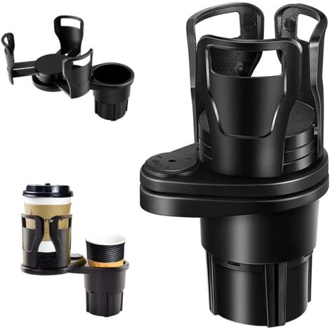 Portabicchieri universale per auto, girevole a 360°, 2 in 1, in fibra di carbonio, porta acqua multifunzionale con base regolabile per tazze da caffè e la maggior parte delle bottiglie d'acqua (nero o