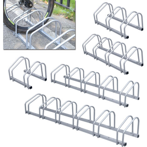 Portabici in acciaio per 2-6 biciclette, montaggio a pavimento, antiruggine e salvaspazio, portabici per famiglie - 6 biciclette