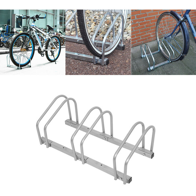 Image of Portabici Supporto per biciclette Supporto multiplo per biciclette Supporto per biciclette da pavimento per montaggio a parete (per 3 biciclette)