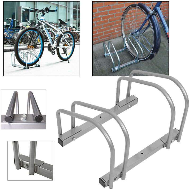 Image of Hengmei - Portabici Supporto per biciclette Supporto multiplo per biciclette Supporto per biciclette da pavimento per montaggio a parete (per 2