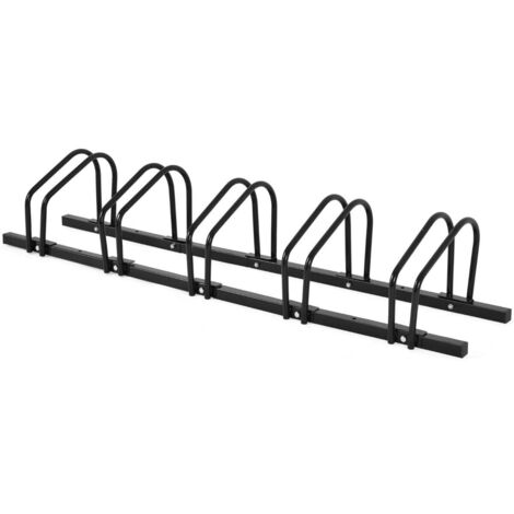 Portabicicletas compacto para 5 bicicletas en acero negro 150 x 32,5 x 26 cm estable y robusto metal negro 200013378