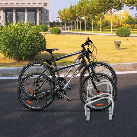 Portabicicletas para 4 bicicletas: acero, resistente a la intemperie, montaje en el suelo