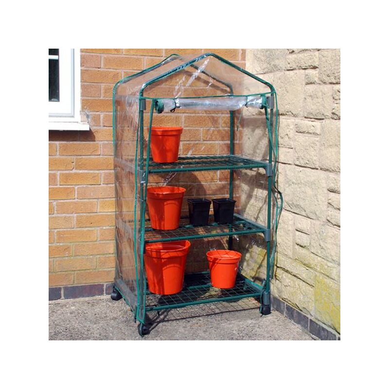 Image of Portable 132cm 3 Tier Garden Greenhouse with Wheels