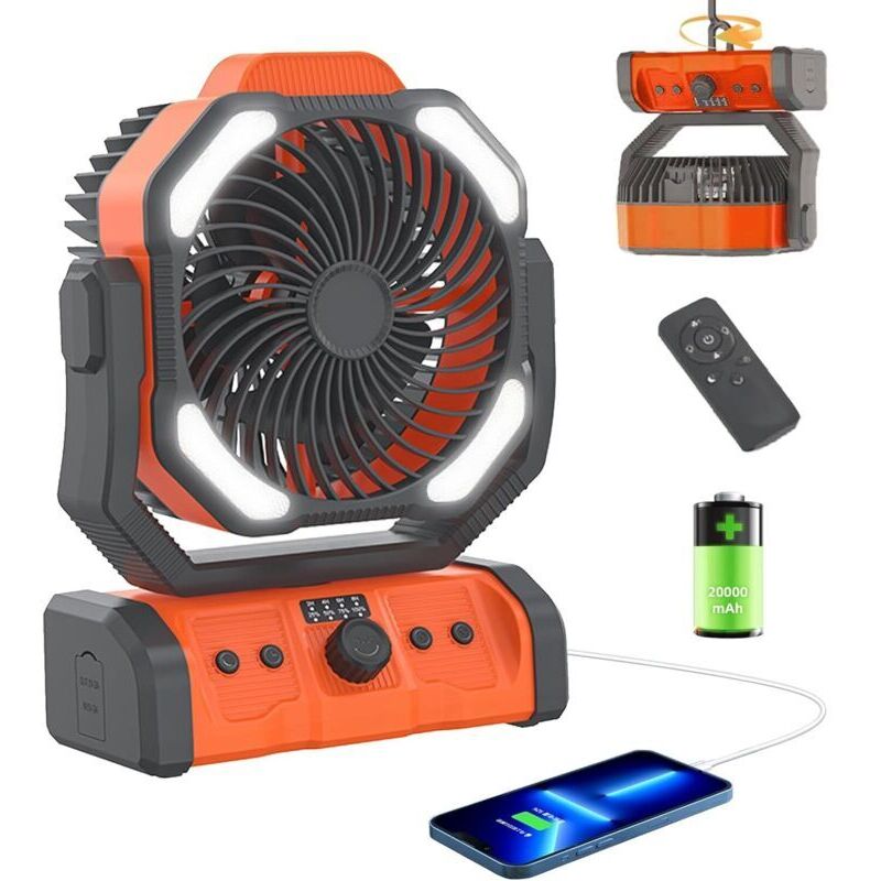 Image of Portable 20,000 mAh rechargeable fan, orange,&hellip;
