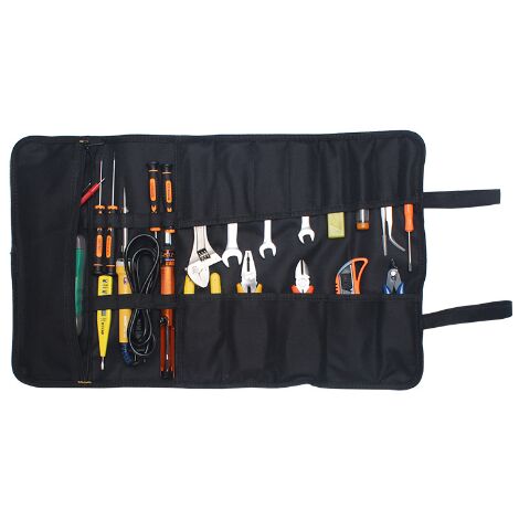 Toolzone Trousse à outils enroulable en cuir 14 poches : :  Bricolage