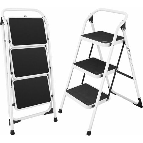 Portable 3-Tread Step Ladder Heavy Duty Safety Anti-Slip Stool Home Display Rack